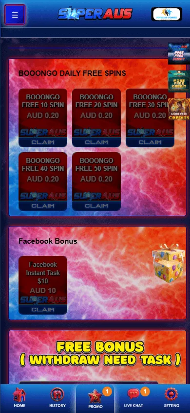 Superaus Casino mobile promotions featuring the $8 AUD no deposit bonus